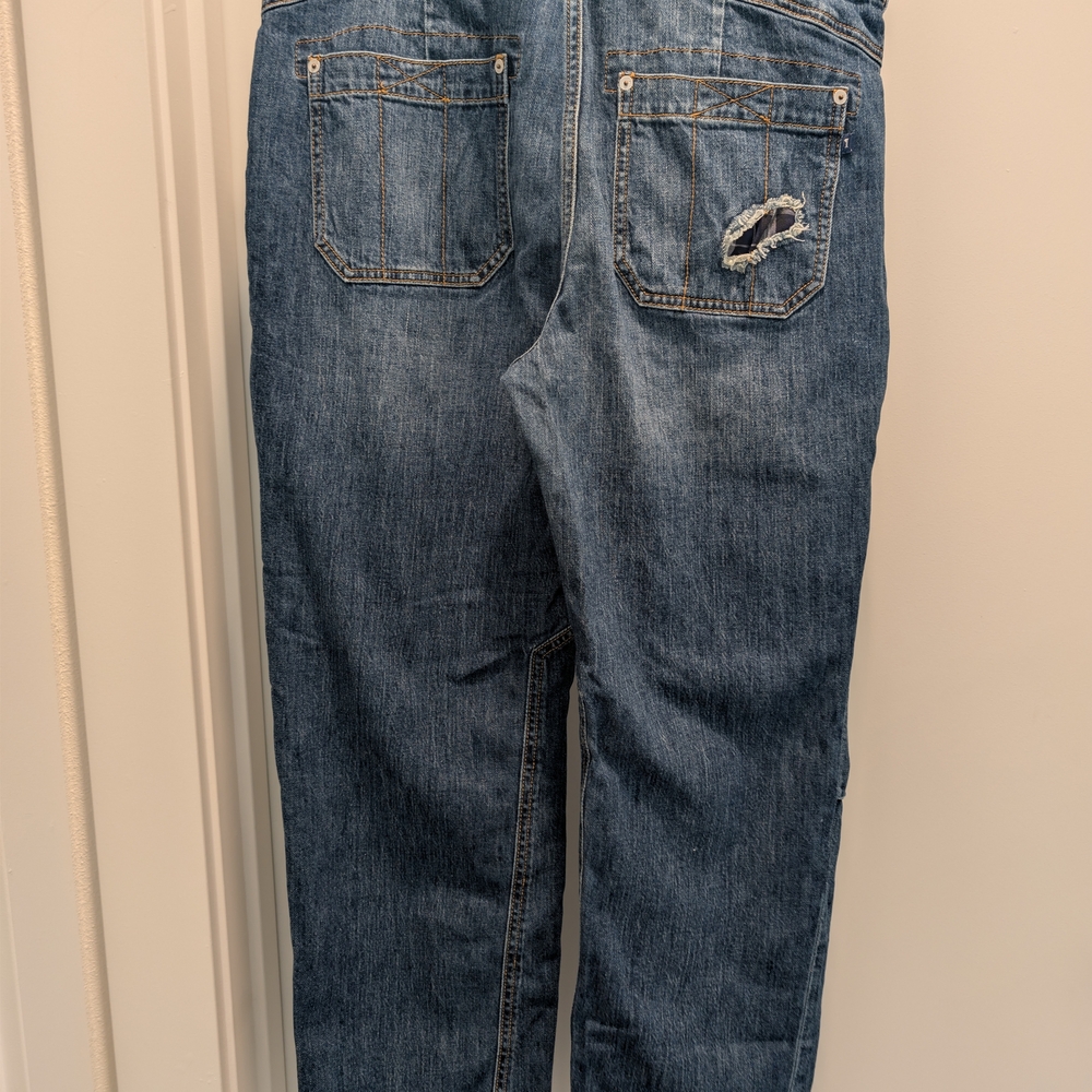 Pilcro Distressed Cropped Embellished Denim Jeans in Blue - Picture 3 of 4